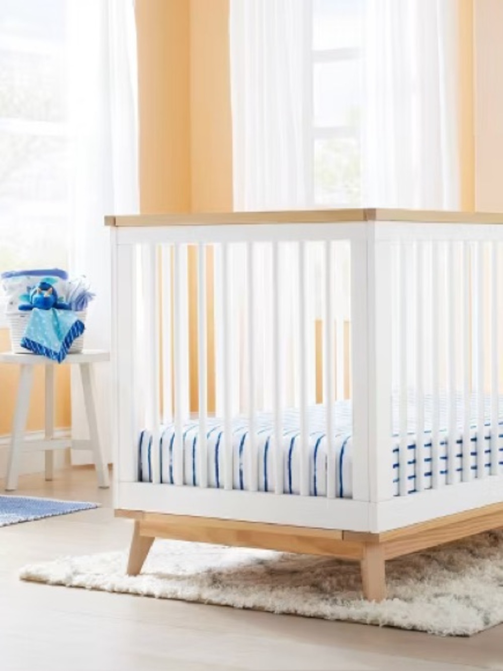 2 Pack Cloud Island Navy and White Striped Crib Fitted Sheets